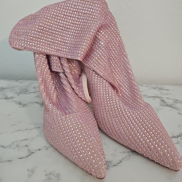 Pink Rhinestone Heeled Boots - Picture 5 of 6